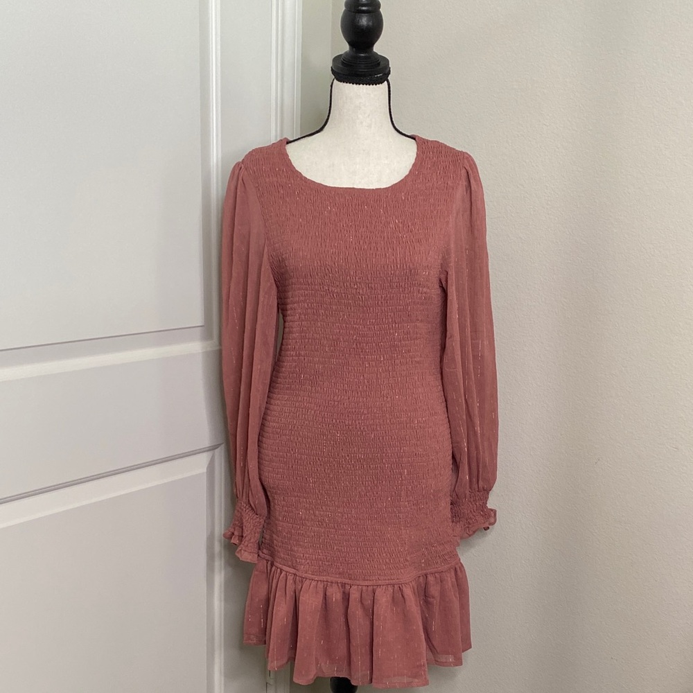 Storia Dusty Rose Long Sleeve Dress